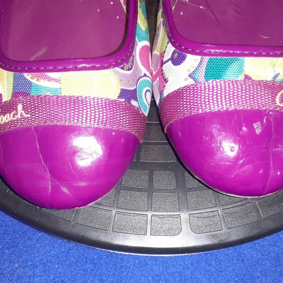 Coach Cecile Signature Cap Toe Purple Leather & Fab. Ballet Flat Shoes Sz.8B-US - Picture 2 of 9